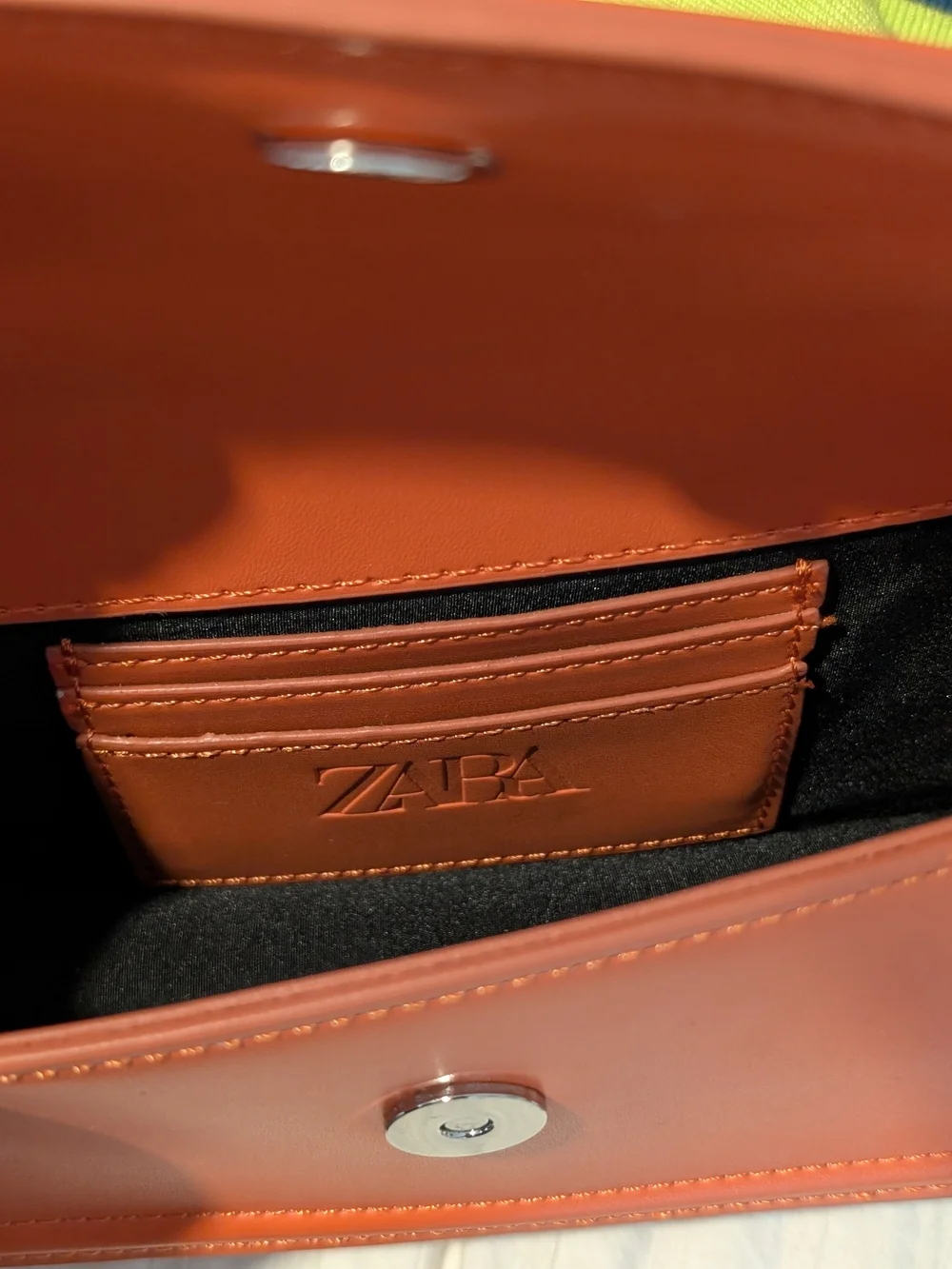 Zara Women's Orange Structured Top-Handle Crossbody Bag